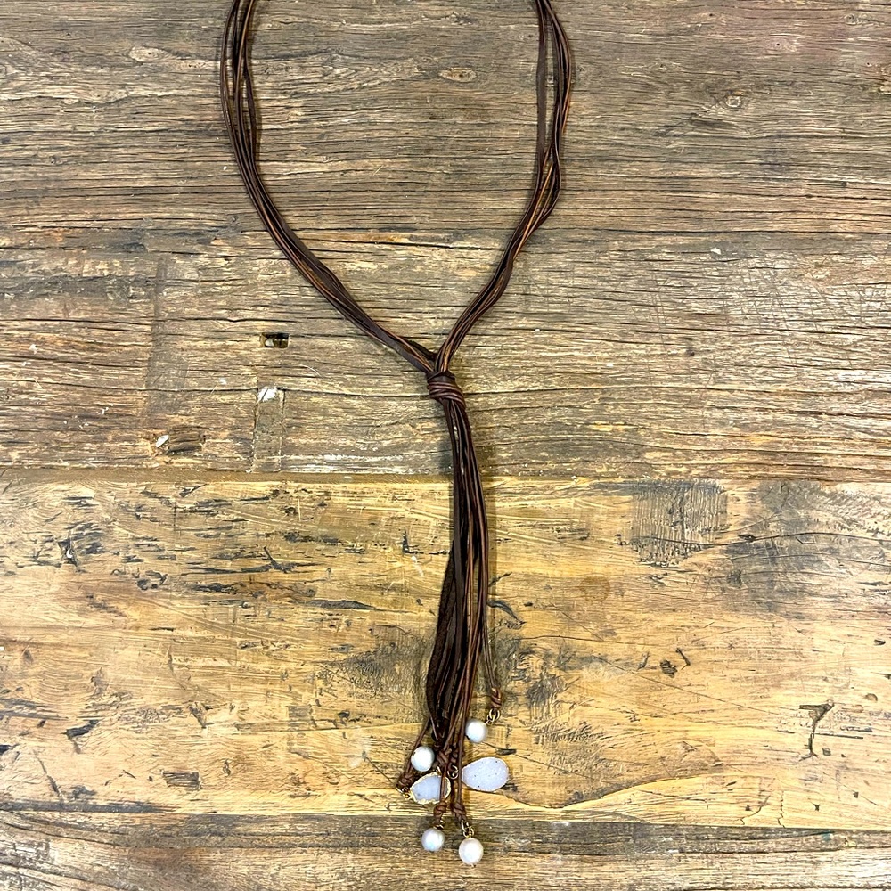 Brown leather necklace